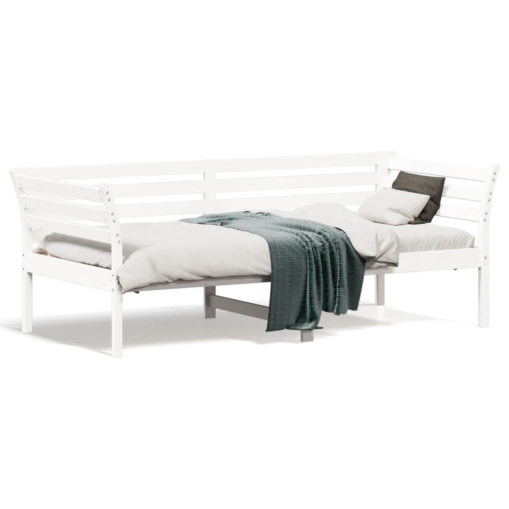 Day Bed without Mattress White 90x190 cm Single Solid Wood Pine